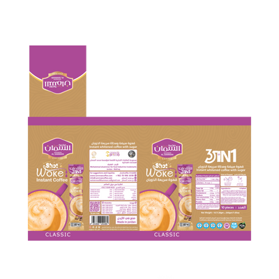 Mohammad Al Samman Shot Woke 3-in-1 Instant Coffee 10 Packets X 20 Grams