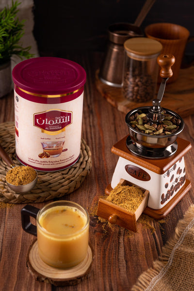 Premium Al Samman Gulf Coffee: Roasted with Cardamom & Saffron, 1 Pound